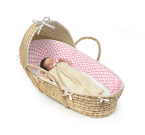 Hooded Baby Moses Basket with Liner, Sheet, and Pad