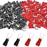 Teansic 200 Pcs 22-16 AWG #8 Black & Red Insulated