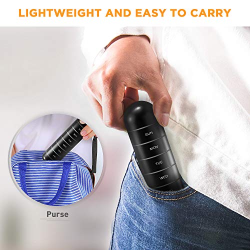 Zannaki Detachable Moisture Proof Weekly Pill Organizer, Aluminum Alloy BPA Free Travel Camping 7 Day Pill Box Case Waterproof and Portable to Hold Vitamins, Fish Oil, Supplements and Medication