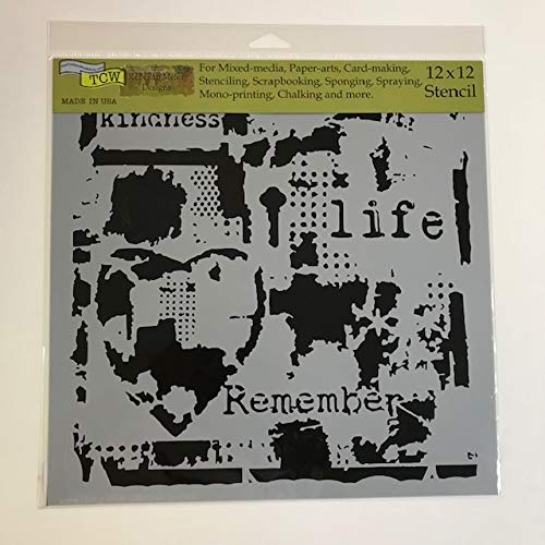 Crafter's Workshop 12" x 12" Stencil 2 Pack, Reusable Stenciling Templates for Art Journaling, Mixed Media, and Scrapbooking - TCW627 Life Remembered & TCW640 Love to Fly