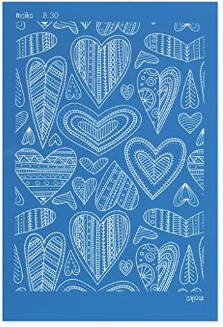 Moiko Silk Screen for Polymer Clay 74x105 mm - Heart pattern 8.30