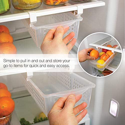 Fridge Organizer Drawer, Refrigerator Pull-Out Bin | Adjustable, Installs Under Shelf | Fits Most Fridges, Clear Plastic | BPA Free - Thumbnail 4