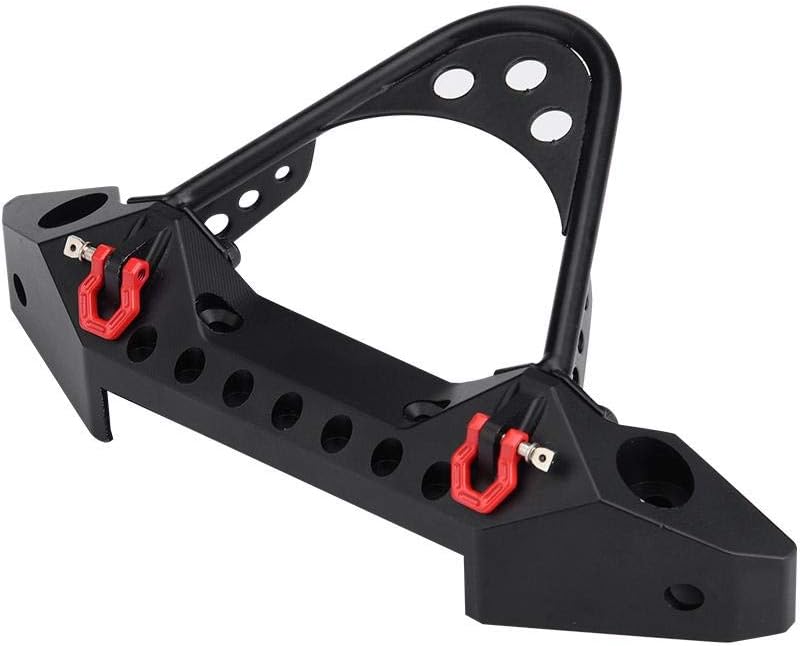RC Crawler Car Front Bumper, RC Car Metal Bumper With 2 LED Lights for Traxxas TRX-4 1/10 Scale RC Cars Accessory(Black) - Image 3