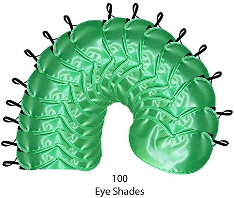 In Flight Mind Satin Sleep Eye Mask with Adjustable Strap, 100 Pack, Green
