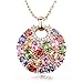 Bohemian Style Rose Gold Plated Round Pendant Necklace With Sparkling Multi Color Cubic Zirconia WOSTU
