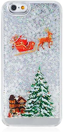 Christmas iphone 6G/6S case 3D Quicksand Quicksand Brilliant Luxury Bling Glitter Liquid Floating Angle Girl Moving Hard Protective Case for Apple iPhone 6G/6S(Christmas Tree-Sliver)