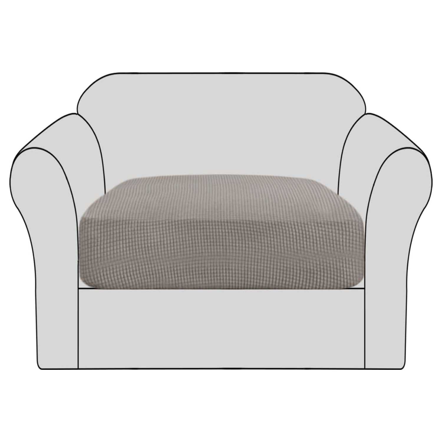 BellaHills Stretch Sofa Seat Cushion Cover Sofa Couch Cushion Furniture Protector Sofa Slipcover with Elastic Bottom Spandex Jacquard Fabric Small Checks(1 Piece, Taupe)