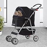 BestPet 4 Wheels Pet Stroller Cat Dog Cage Stroller