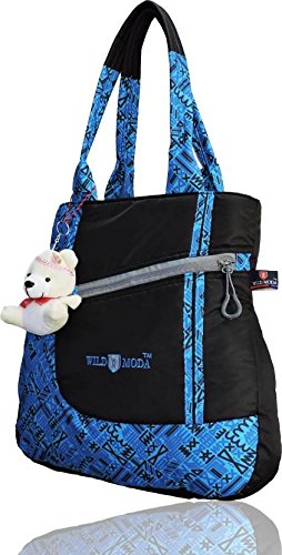 WILD MODA Womens Polyester Black and Blue Cross Shoulder Bag