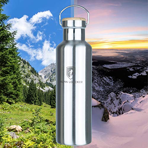 Alpin Loacker Trinkflasche aus Edelstahl plastikfrei, Edelstahl Flasche, die Outdoor Trinkflasche Edelstahl für Wandern… – Bild 5