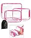 JAVOedge 3 Pack Pink and Clear PVC Toiletry Bag Set with Zipper for Vacation, Bathroom, Storage (3 Sizes)