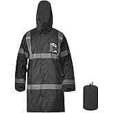 A-SAFETY High Vis Rain Jacket Trench Coat &Safety Rain Jacket RIVER OTTER Rain Bibs ANSI Class 3