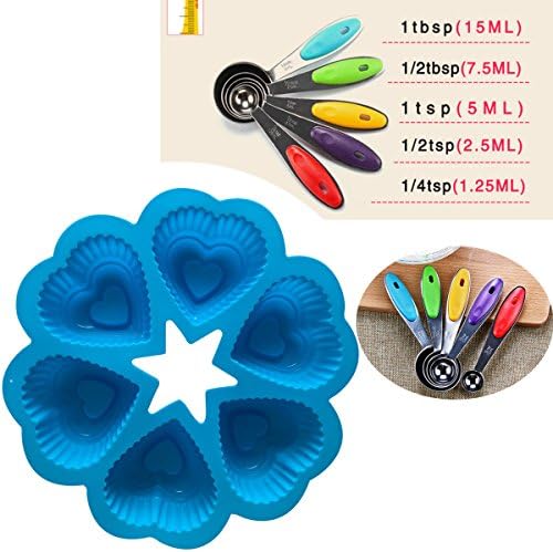 Food-grade silicone cake mold BPA-free Silicone Muffin Cups Handmade Soap Molds Biscuit Chocolate Ice Cake Baking Mold Christmas wedding party birthday cake mold cookie mold (蓝色6连杯心形)