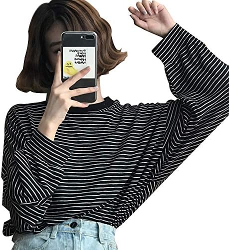 YOUXIXI T Shirt Spring Autumn Ulzzang Harajuku Retro Long Sleeve O-Neck Striped T-Shirt for Women Tops