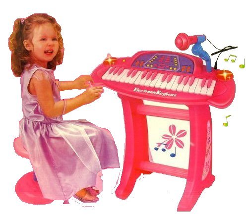 Kids Authority - 36 keys Pink Piano/Keyboard set with Microphone and stand/Chair