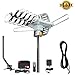 1PLUS Amplified 150 Miles HD Digital Outdoor HDTV Antenna with Adjustable Antenna Mount Pole, 360° Rotation