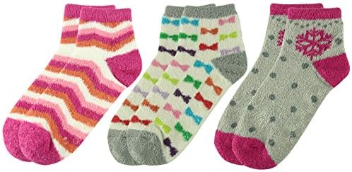 Winter Warm Socks,Women's Ultimate Soft Smooth Comfy Fun Stripes Polka Dots Patterned Non-skid Assorted Slipper Socks Vive Bears 3 Pairs