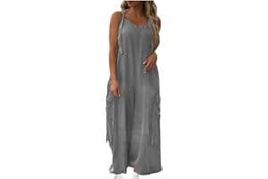Rompers for Women 2026 Plus Size Oversized Boho Loose Jumpsuits Summer Wide Leg Beach Vacation Overalls