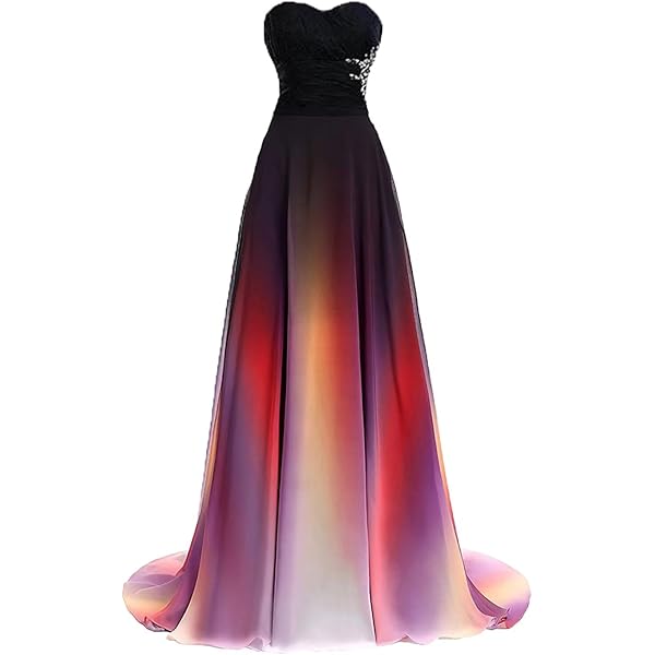 Angela One Shoulder Ombre Long Evening Prom Dresses Chiffon Wedding Party  Gowns Colorful16 at Amazon Women's Clothing store