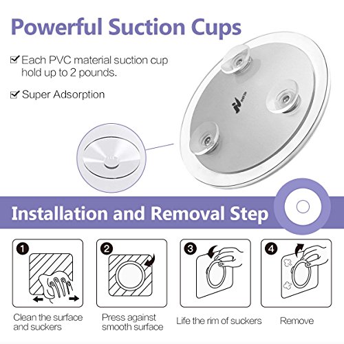10X Magnifying Mirror Suction Cups, Bathroom Round Vanity Mirror for Precise Makeup, Tweezing Blackhead/Blemish Removal (6 Inch)