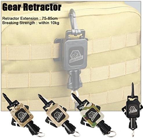 Tactical 360 degree Swivel Mount 75-85cm Extension Gear Retractor with Heavy Duty Split-Ring Quk Connect Snap Clip Mount or Bracket Mount Great for Tools, Flashlights &amp; Guages!
