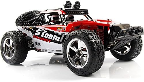 HKJJX RC Cars, 4WD High Speed Racing Vehicle 1/12 Scale 35MPH+ 4x4 Fast Race Cars 2.4Ghz Radio Remote Control Electric Race Desert Buggy with LED Light Vision (Red)