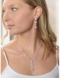 Mariell juego de collar y aretes de circonia cúbica para bodas - Joyas para damas de honor y novias