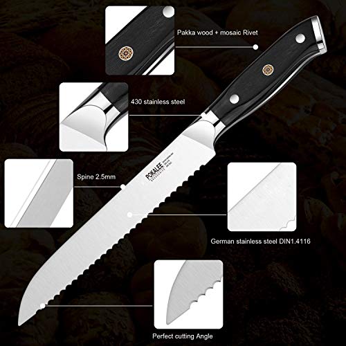 POKALEE Sharp Bread Knife 8 Inch Serrated Slicer Kitchen Knife with
