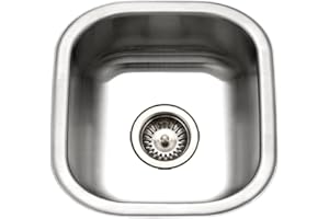 Houzer Club Stainless Steel Kitchen Sink for Bar & Prep: 17 Inch Undermount Single Bowl Sink with Strainer, Durable & Versatile, Essential for Home & Apartment: MS-1708-1