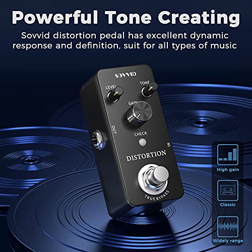 Sovvid Guitar Distortion Pedal Upgraded Guitar Effect Pedal with True Bypass Distortion Guitar