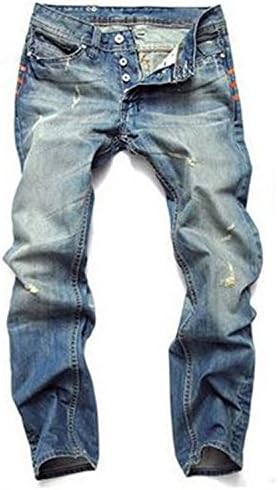 JUSTNICER Spring&amp;Summer Men Skinny Jeans Men Runway Slim Racer Biker Jeans Strech Hiphop Jeans for Men Blue 30