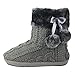 Airee Fairee Slippers Womens Indoor Slipper Boots for Ladies Girls with Knitted Upper and Pom Poms (Medium-US 7-8, Grey)