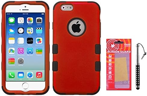 Iphone 6 6s, Kaede® [Non-Slip] Ultra Grip Rubber Hybrid Heavy Duty Cover Kaede® [Screen Guard] Protector For Iphone 6 6s (Red)