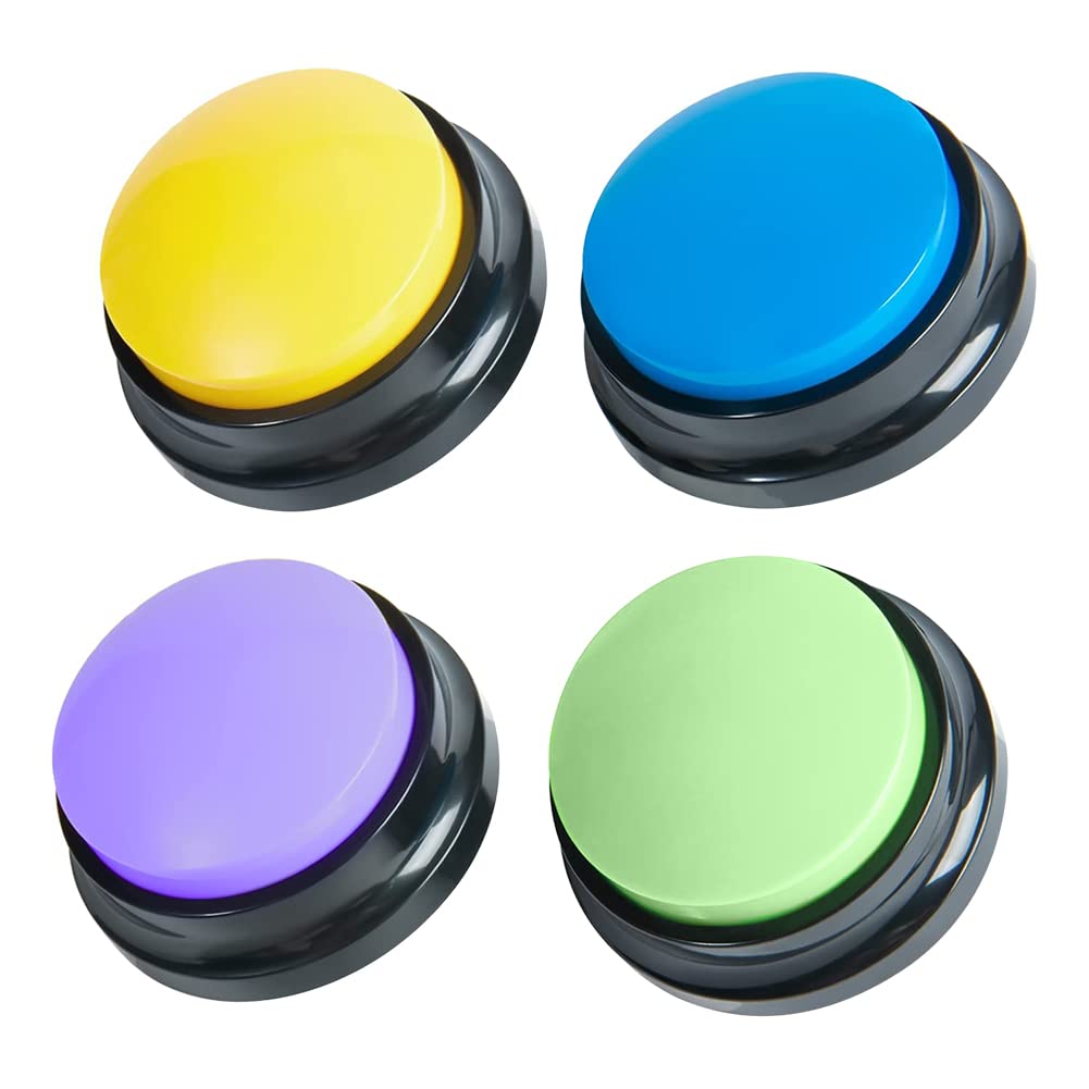 Uposao Recordable Training Buzzers Dog Buttons, Communication Dogs Speech Training Buttons Talking Sound Buttons 30 Second Record for Kids Interactive Toy Pack of 4