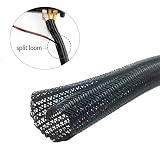 Wang-Data Black Split Loom Cable Sleeve 1/2 inch X 20ft (1/2" X 20')