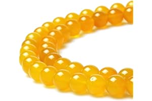 MJDCB 7A Round Natural Yellow Agate Beads Stone Loose Beads for Necklace Bracelet Charms Jewelry Making 15" (4mm)