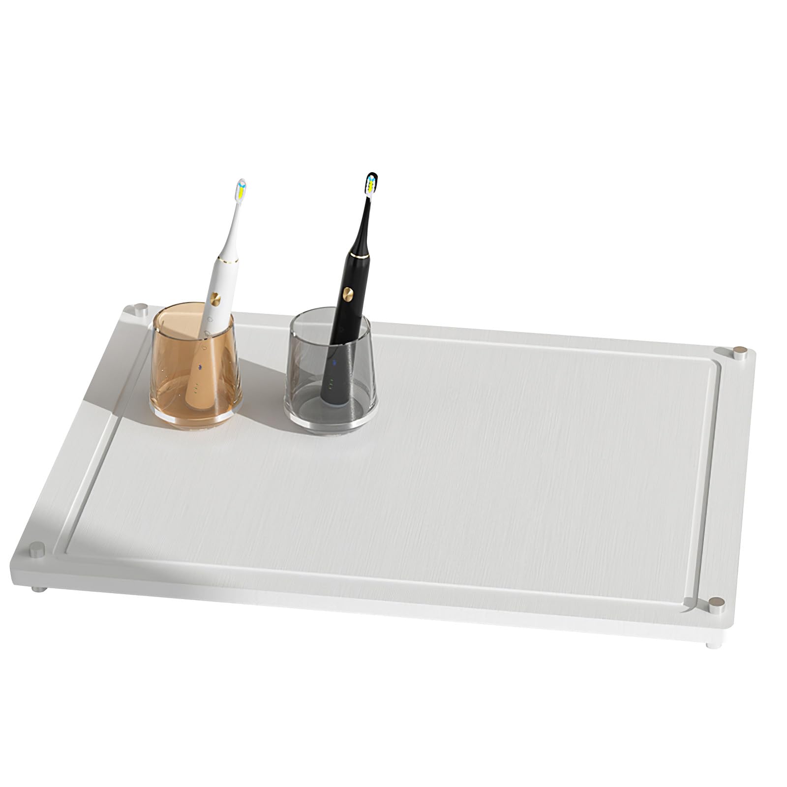 Ulsam Stone Drying Mat for Kitchen Counter, Diatomaceous Earth Water Absorbing Stone Tray, Bathroom Instant Dry Sink Organizer with Non-Slip Base, 30 * 40cm, White