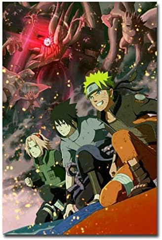JRDWLH Prints on Canvas-Naruto Shippuden Wall Art 1 Piece Anime Painting Sasuke Kakashi Poster Home Living Room Decor Canvas Pictures(60X90Cm) No Frame [Energy Class A+]