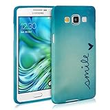 kwmobile TPU SILICONE CASE for Samsung Galaxy A5 (2015) Design Smile blue turquoise - Stylish designer case made of premium soft TPU