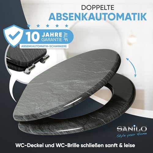 Sanilo Toilet Seat with Soft-Close Mechanism, Many Toilet Seat Lids to Choose From, Nice Finish, Easy Assembly, Sturdy Hinges (Granite)
