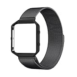 For Fitbit Blaze Bands, UMTELE Stainless Steel Milanese Magnetic Bracelet Replacement Band with Metal Frame for Fitbit Blaze Smart Fitness Watch Large Small