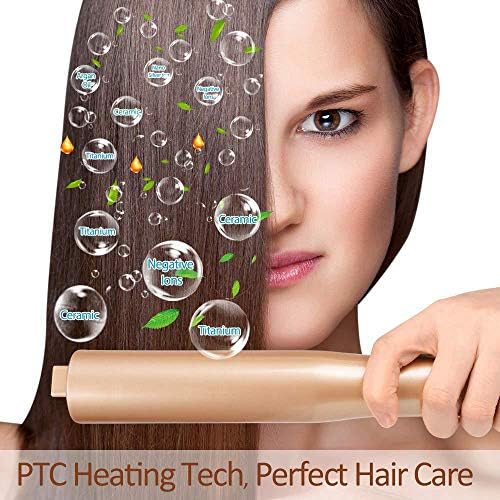Professional Salon Styling STRAINER & CURLING IRON, Automatic Release 2 in 1 Twist Straightening Iron, Curler Iron, 3D Concave and Convex Ceramic Titanium Plate Flat Iron Salon Tool #Gold