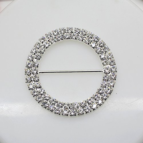 7pcs 50mm x 50mm Round Shaped Rhinestone Buckle Slider for Wedding Invitation Letter