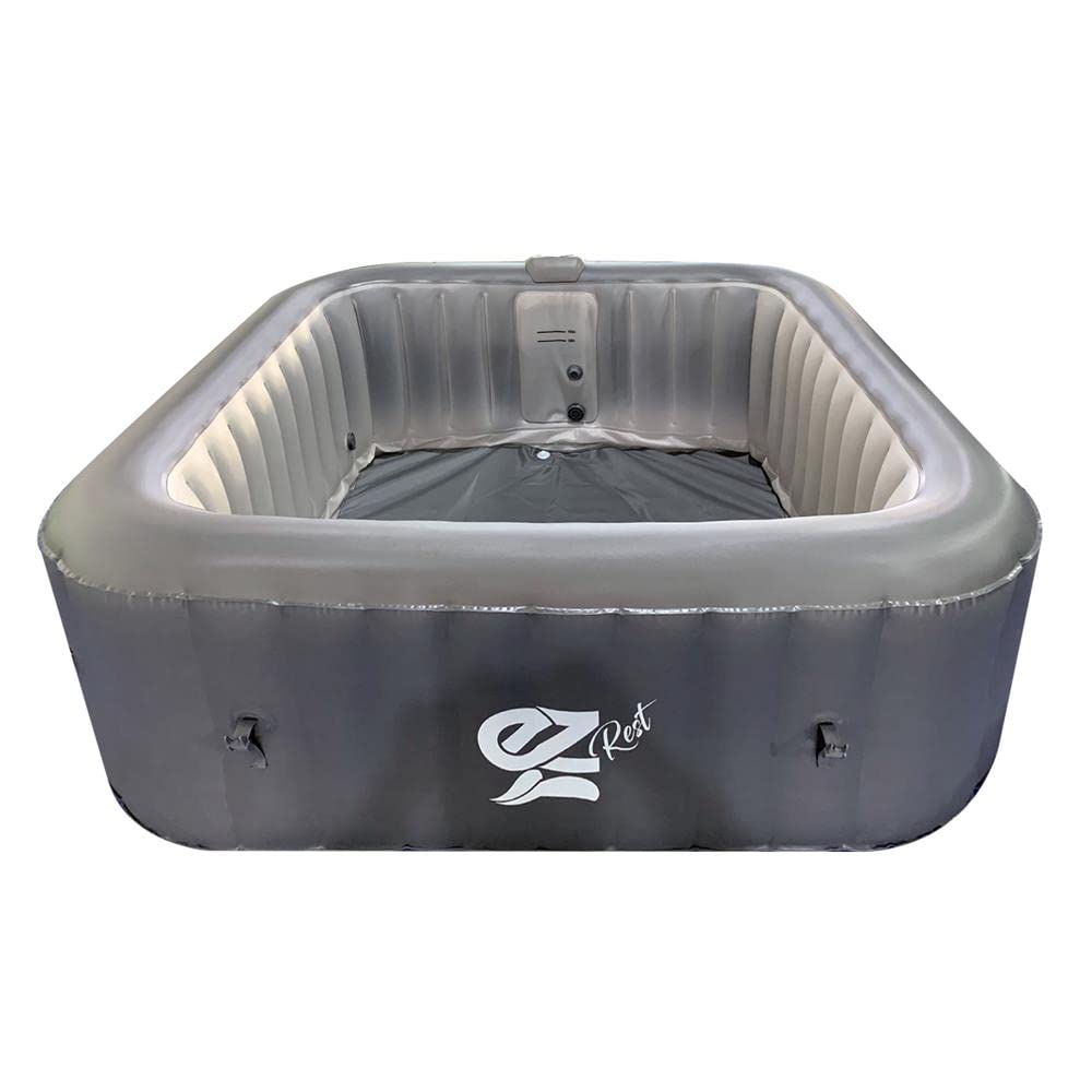 Photo 1 of ***(MISSING PARTS -SELLING AS IS )*** SereneLife Outdoor Portable Hot Tub - 73'' x 73'' x 25'' 6-Person Square Inflatable Heated Pool Spa with 130 Bubble Jets, Filter Pump, Cover, LED Lights, and Remote Control