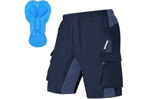 VAYAGER Men's Mountain Bike Shorts 3D Padded Bicycle MTB Shorts Loose-fit Lightweight MTB Cycling Shorts