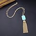 Monily Tassels Necklace Faux Stone with CZ Chevron V Shape Long Statement Necklace for Women