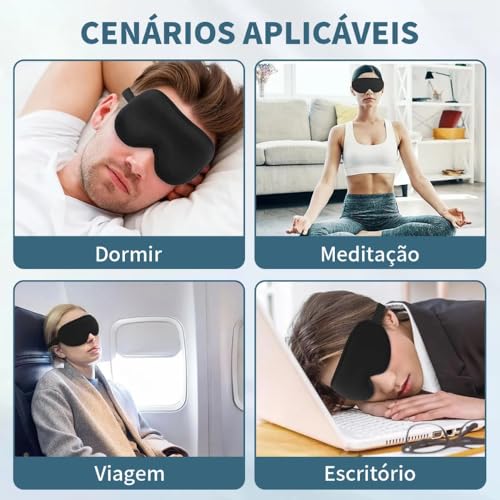 Máscara de Dormir 3D Blackout Total – Tapa Olho Confortável com Bloqueio de Luz – Ideal para Sono Profundo, Viagem e Descanso Premium