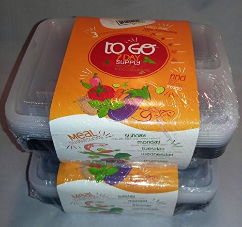 Premium 3 Compartment Food Containers with Lids by to go Reusable Bento Lunch Boxes, Stackable, Meal Prep, BPA Free and Hygienic - 14 Day Supply Set with Bonus Meal Suggestions for portion control