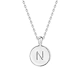 PAVOI 14K White Gold Plated Letter Necklace for