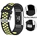 For Fitbit Charge 2 Bands, CNBEYOUNG Soft Silicone Adjustable Fashion Sport Strap for Fitbit Charge 2 HR Fitness Tracker (Black/Volt Yellow, Small Size-5.1-6.9inch)